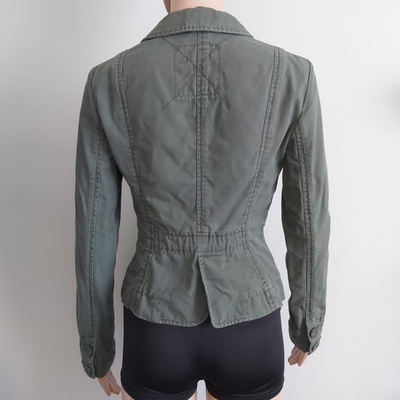 Aritzia Talula sage olive green denim jean cotton blazer style jacket - Picture 6 of 14
